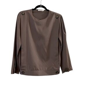 ANN TAYLOR Vintage Italian IWS Wool Side Pleat Jacket / Top - Taupe - Size 6